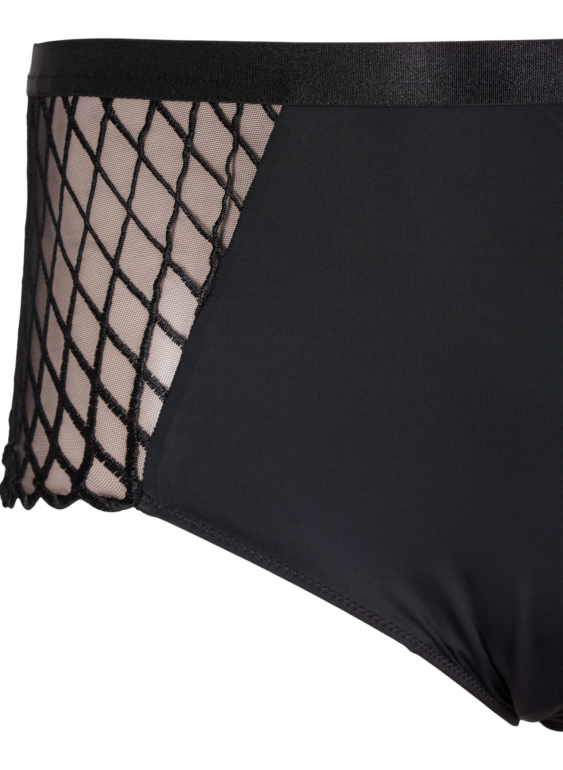 Zizzi Truse med mesh-detaljer og vanlig midje, Black, Packshot image number 2