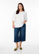 Bluse med tekstur og 3/4-ermer, Hvit, Model image number 1