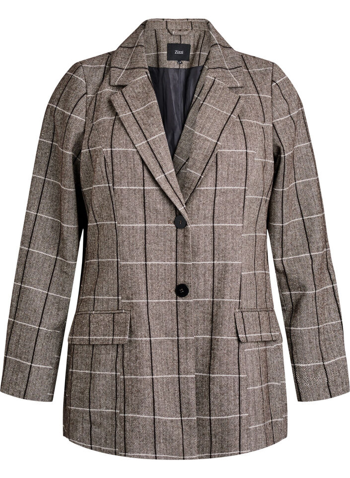 Klassisk rutete blazer, Gr&aring;, Packshot image number 0