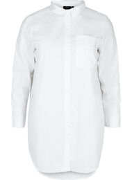 Lang bomullsskjorte med lomme på brystet, White