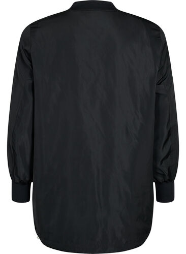 Lang bomberjakke med lommer, Black, Packshot image number 1