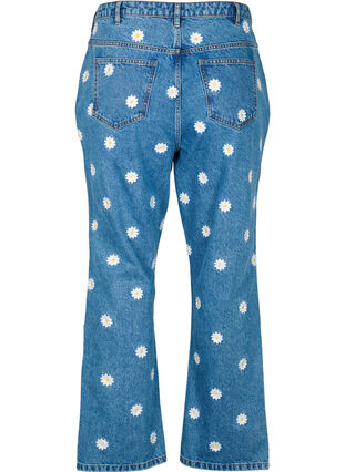 Zizzi Høy midje Gemma jeans med tusenfryd, Blå, Packshot image number 1