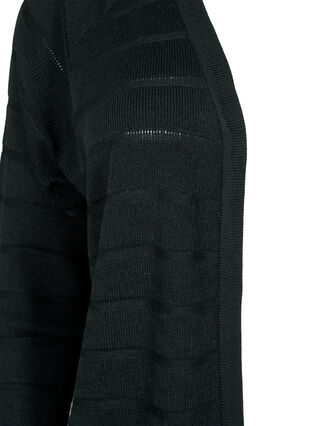 Stripete ton-i-ton cardigan, Black, Packshot image number 2