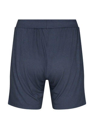 Shorts i viskosekvalitet med ribbestrikk og ledig passform, Umbre Blue, Packshot image number 1