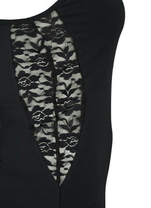 Bodystocking med blonder og smale stropper, Black, Packshot image number 3