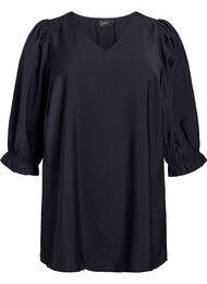 Tunika med 3/4 ermer og V-hals, Black SOLID