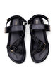 Lærsandal med flettede stropper og bred passform, Svart, Packshot image number 2