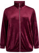 Velour-cardigan med glidel&aring;s og h&oslash;y krage, M&oslash;rk Bordeaux, Packshot image number 0