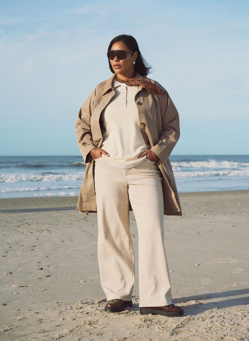 V&aring;rjakke med imitert semsket krage og skjult knappelukking, Beige, Image image number 0