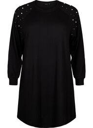 Langermet kjole med perler, Black