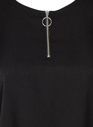 Kortermet bluse med glidelåsdetalj, Black, Packshot image number 2