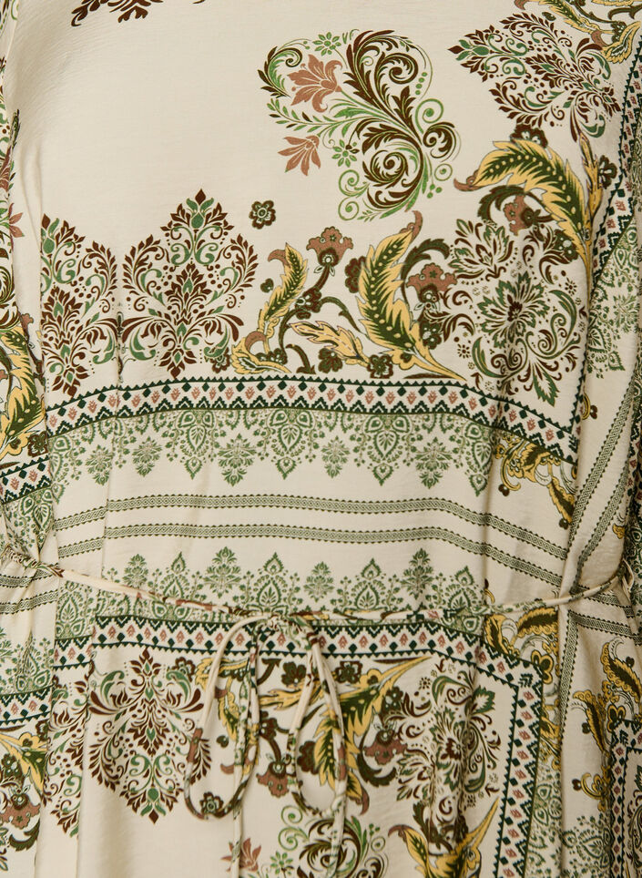 M&oslash;nstret midikjole i viskose med knytebelte, Gr&oslash;nn, Packshot image number 2