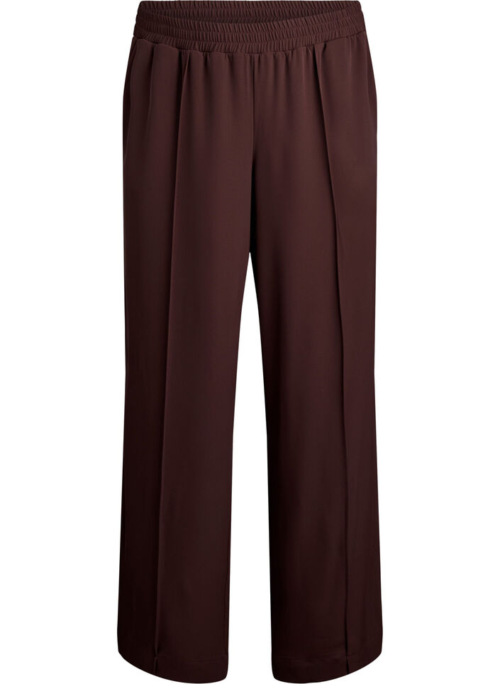 Sporty bukser med rette ben og sidestriper, Deep Mahogany, Packshot
