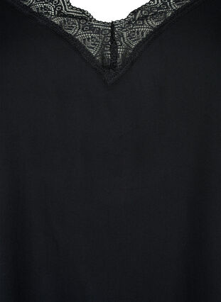 Topp med blonder av viskose, Black, Packshot image number 2
