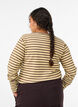 Stripete bluse med lange ermer, Brun, Model image number 2