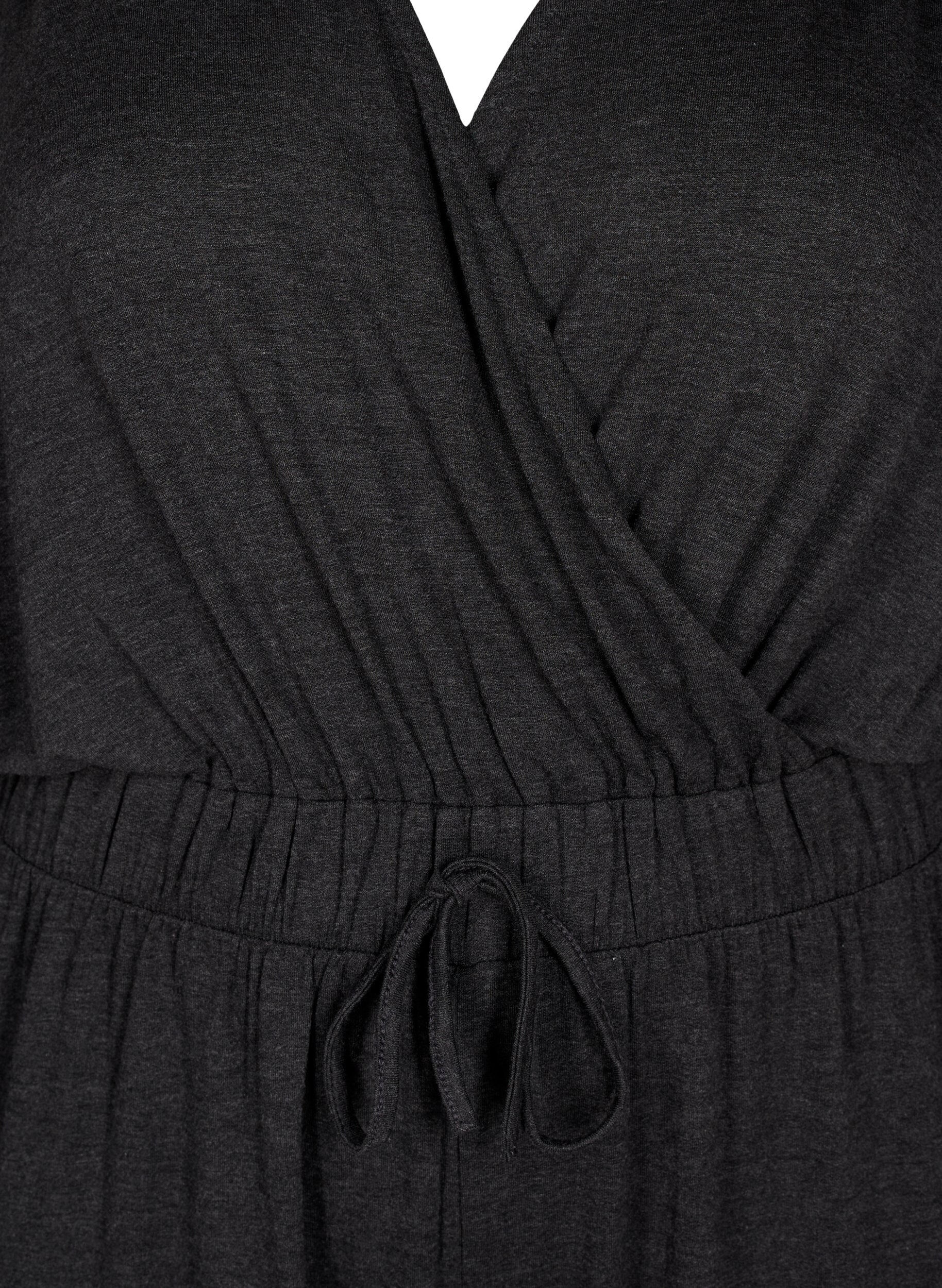 Zizzi Jumpsuit med omslag og knyteb&aring;nd, Dark Grey Melange, Packshot image number 2