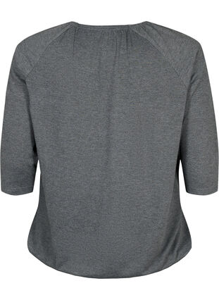 Zizzi Stripete bluse med 3/4 ermer, Dark Grey Melange, Packshot image number 1