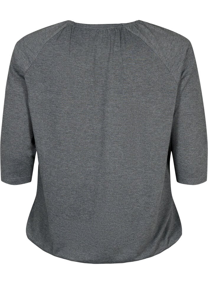 Stripete bluse med 3/4 ermer, Dark Grey Melange, Packshot image number 1