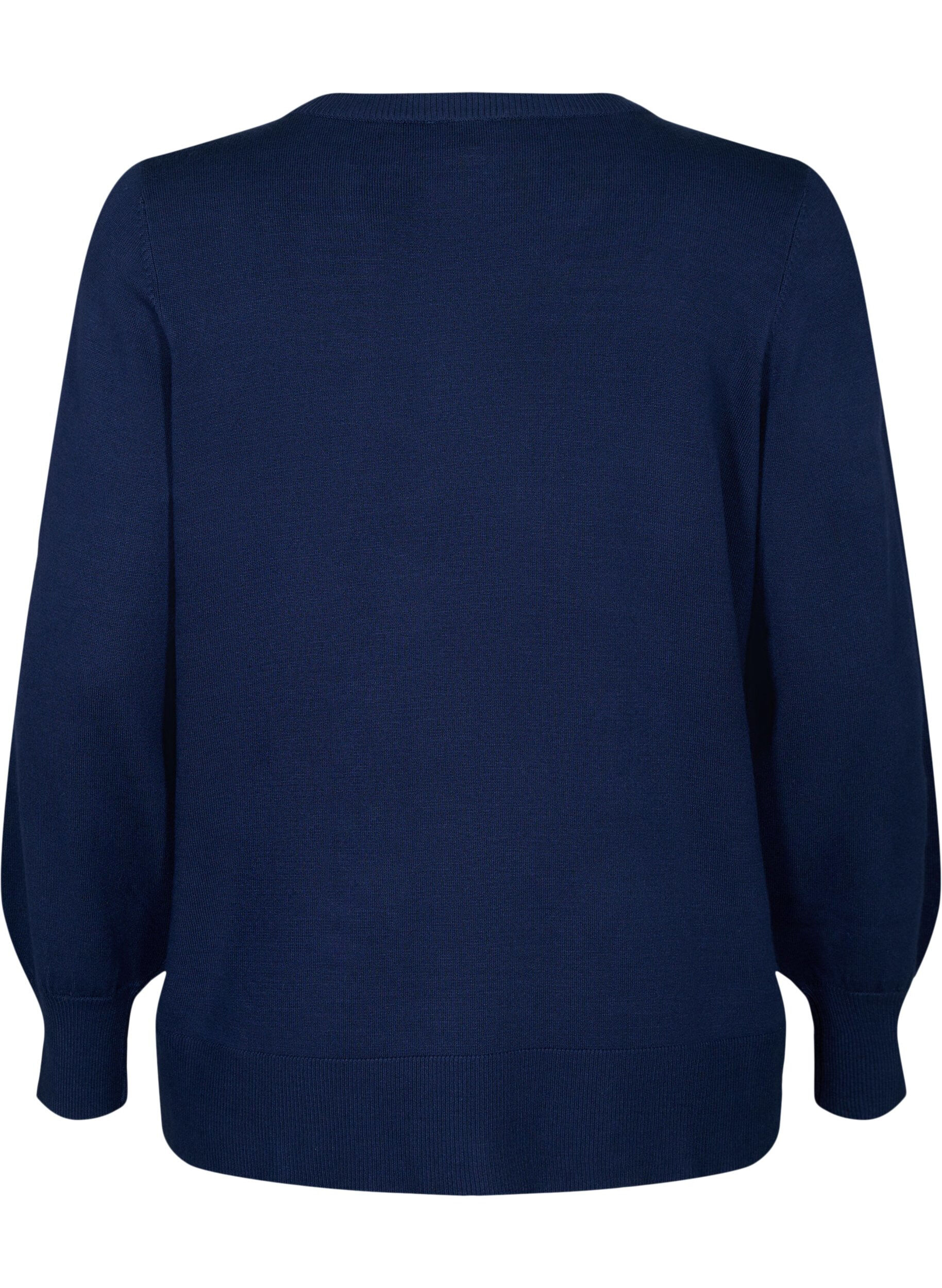 Zizzi Strikket cardigan i viskose med knapper, Navy Blazer, Packshot image number 1