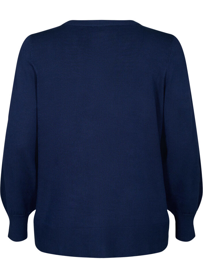 Strikket cardigan i viskose med knapper, Navy Blazer, Packshot image number 1