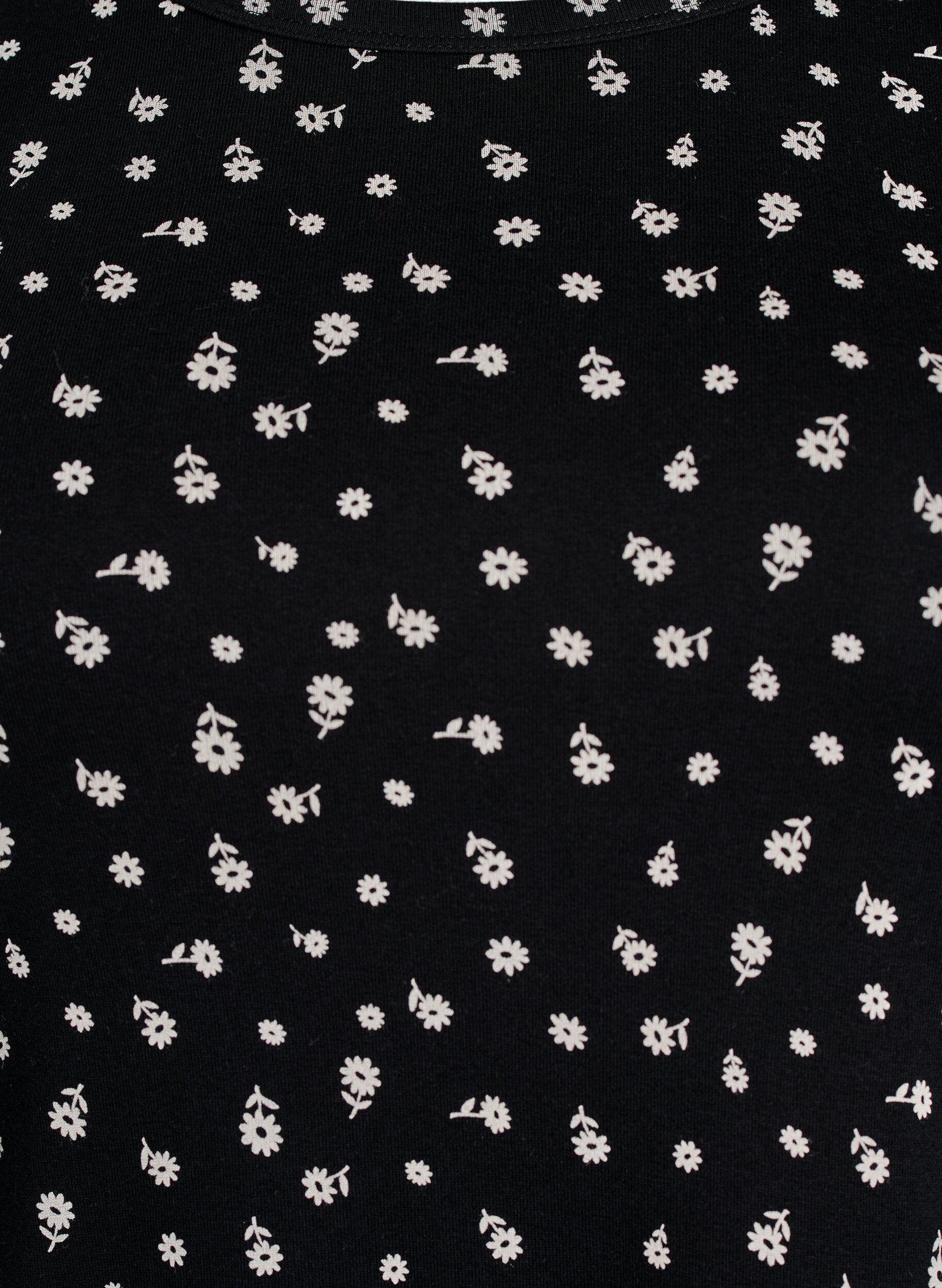 Zizzi Bomulls T-skjorte med heldekkende trykk, Svart, Packshot image number 2