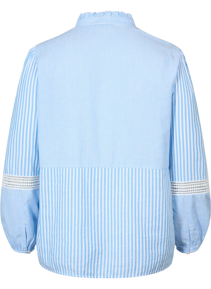 Skjortebluse med volang krage og heklet bånd, Marina W. Stripe, Packshot image number 1