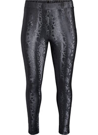 Leggings i imitert skinn med dyretrykk, Svart Leggings i imitert skinn med dyretrykk