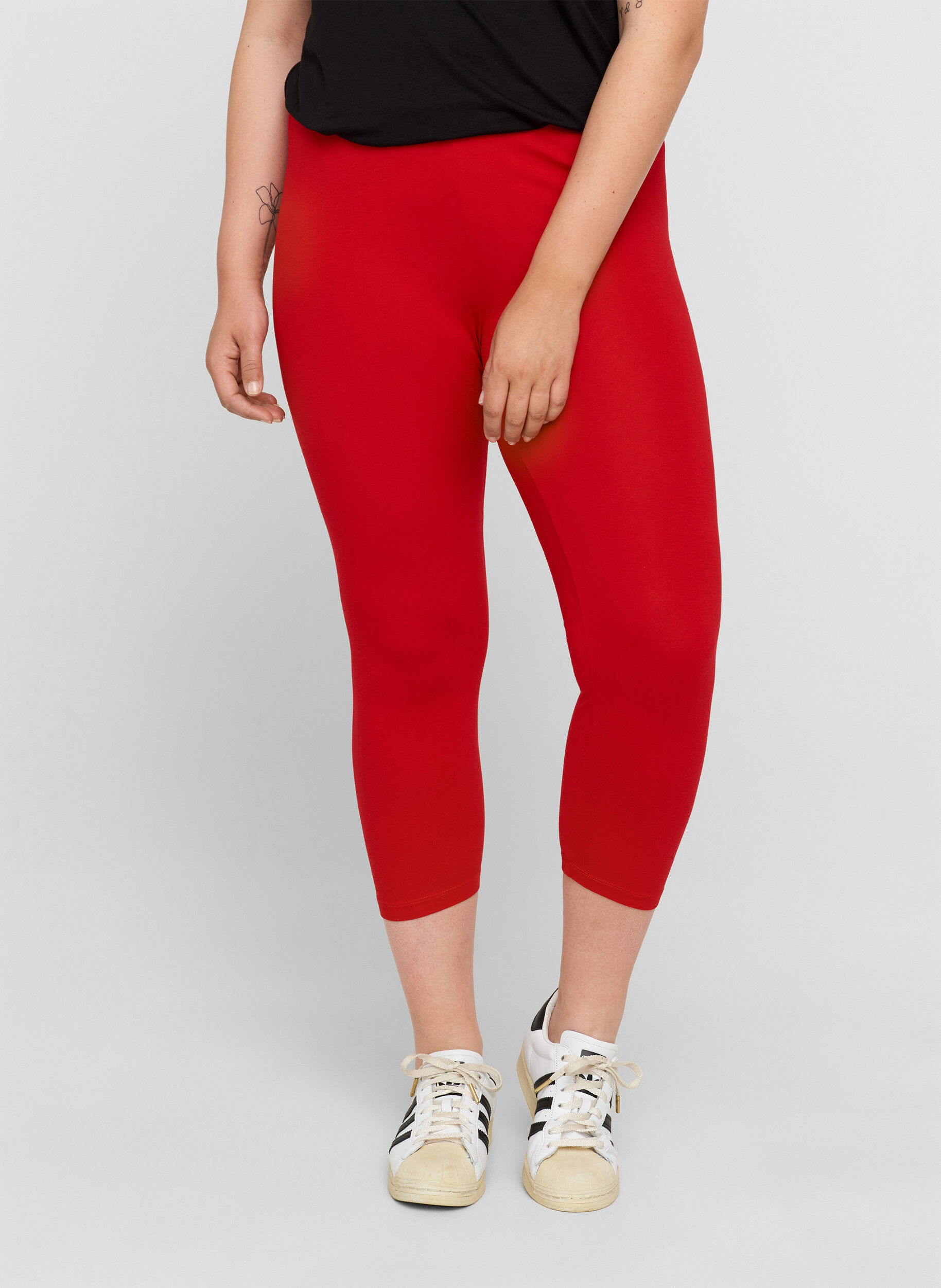 Zizzi 3/4-basisleggings, Tango Red, Model image number 2