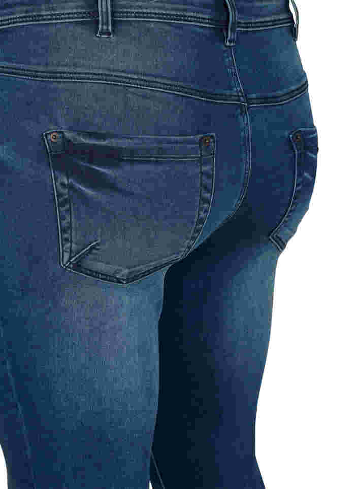 Cropped Amy jeans med glidelås, Dark blue denim, Packshot image number 3