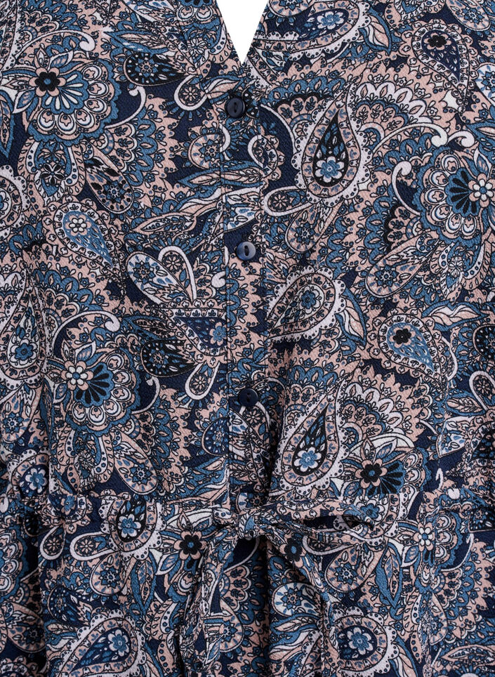 Knelang kjole med knytebelte, Beige, Packshot image number 2