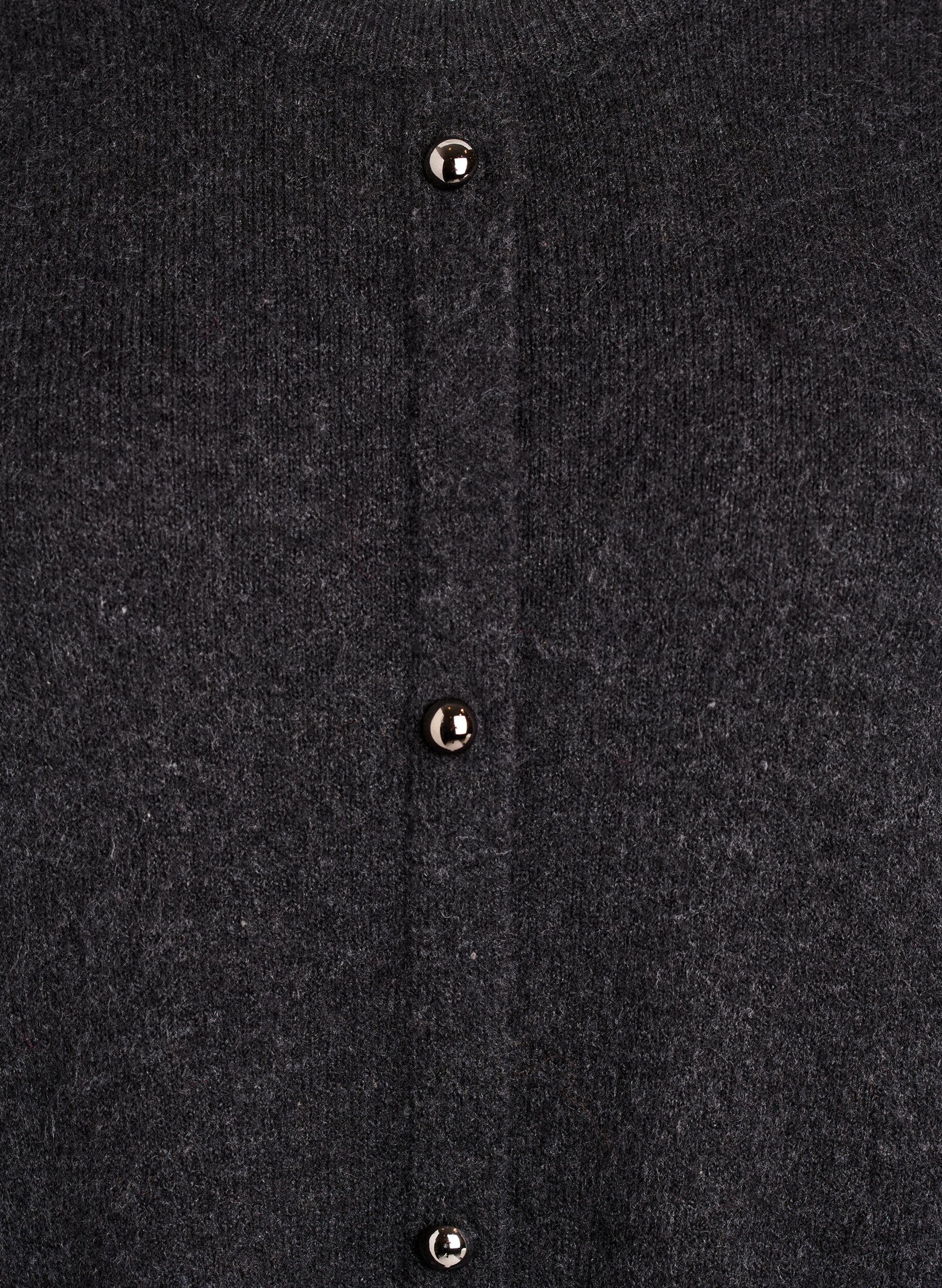 Zizzi Kort strikket kjole med korte ermer og kuleknapper, Gr&aring;, Packshot image number 2