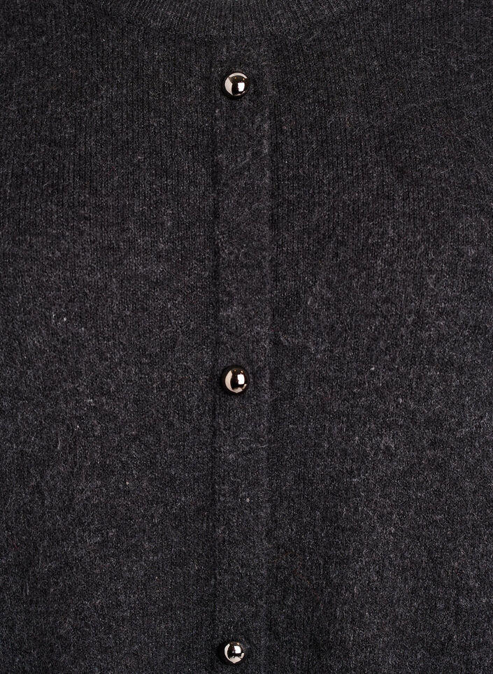 Kort strikket kjole med korte ermer og kuleknapper, Grå, Packshot image number 2