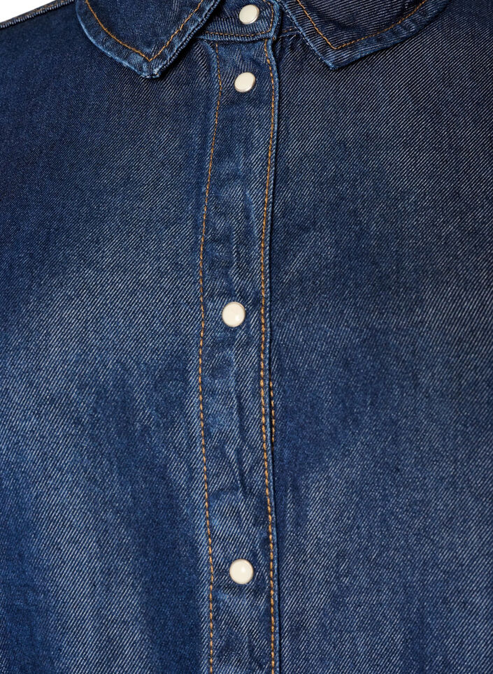 Denimskjorte i lyocell med trykknapper, Bl&aring;, Packshot image number 2
