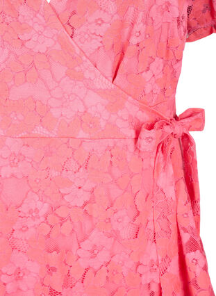 Omslagskjole med blonder og korte ermer, Pink Carnation, Packshot image number 2