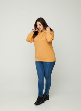 Sweatshirt med hette, Spruce Yellow Mel., Model image number 3