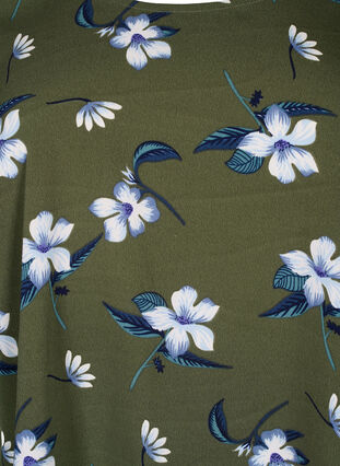FLASH - Bluse med korte ermer og trykk, Olive Night Flower, Packshot image number 2