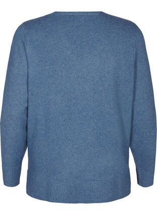 Zizzi Strikkegenser med V-hals, Bering S. White Mel., Packshot image number 1
