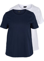 Basis T-skjorter i bomull, 2 stk., Navy B/B White