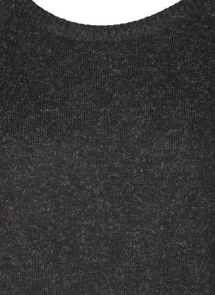 Melert strikkekjole med rund hals og lange ermer, Dark Grey Melange, Packshot image number 2