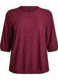 Bluse med tekstur og 3/4 ermer, Port Royal