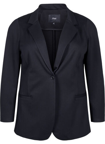 Enkel blazer med knappelukking, Black, Packshot image number 0