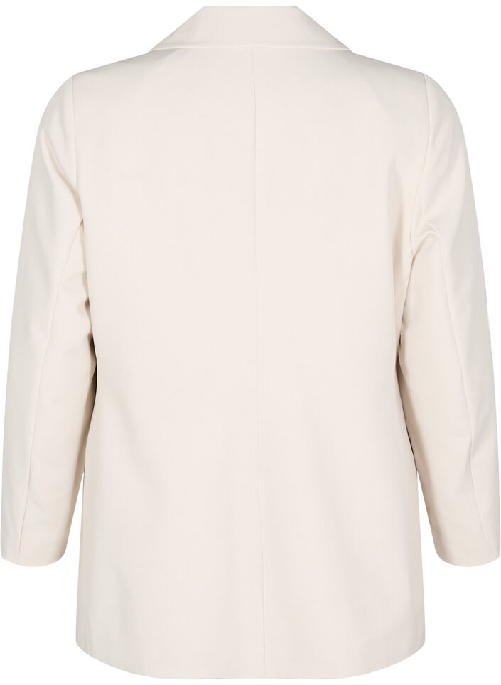 Klassisk blazer med knappelukking, Beige, Packshot image number 1