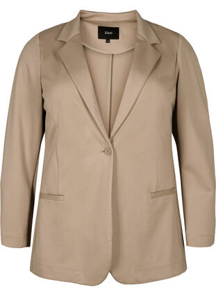 Zizzi Enkel blazer med knappelukking, Silver Mink, Packshot image number 0