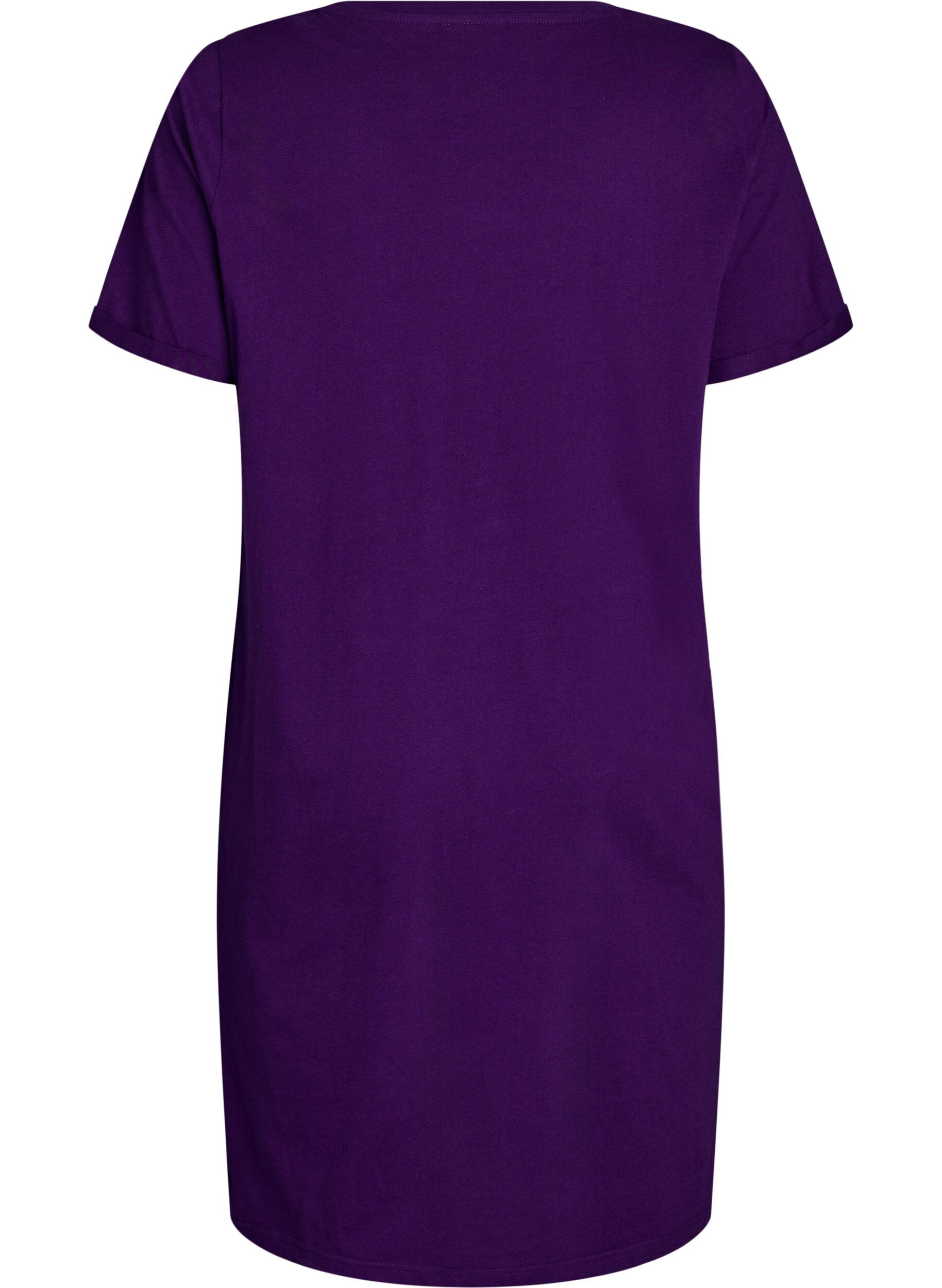 Zizzi Kortermet nattkjole i &oslash;kologisk bomull, Bl&aring;, Packshot image number 1