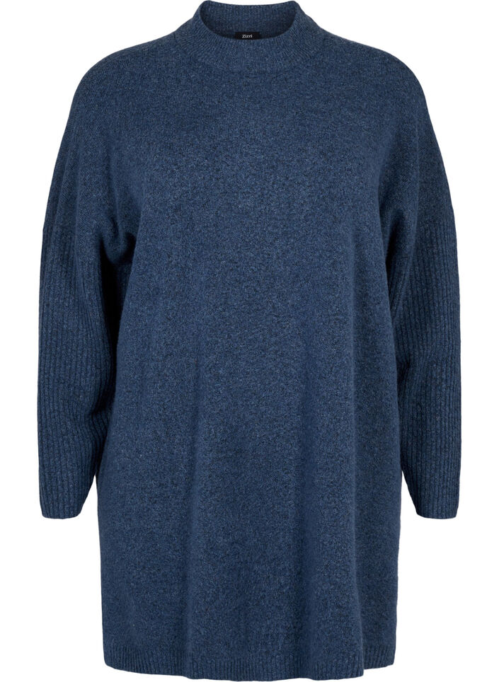 Lang strikket bluse med lange ermer, Bering Sea Mel., Packshot image number 0