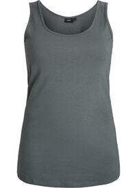 Ensfarget basic topp i bomull, Grønn Ensfarget basic topp i bomull