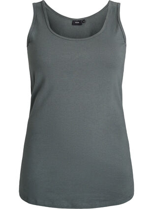 Zizzi Ensfarget basic topp i bomull, Grønn, Packshot image number 0