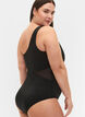 One-shoulder badedrakt med mesh, Black, Model image number 3