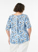 Bluse med blomstertrykk og korte ermer, Bl&aring;, Model image number 2