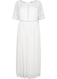 Maksikjole med ryggskjæring og korte ermer, Bright White